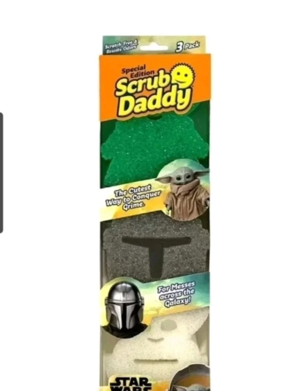 Scrub Daddy Kids Cleaning Sponges - Star Wars Mandalorian (Green, Gray, White)